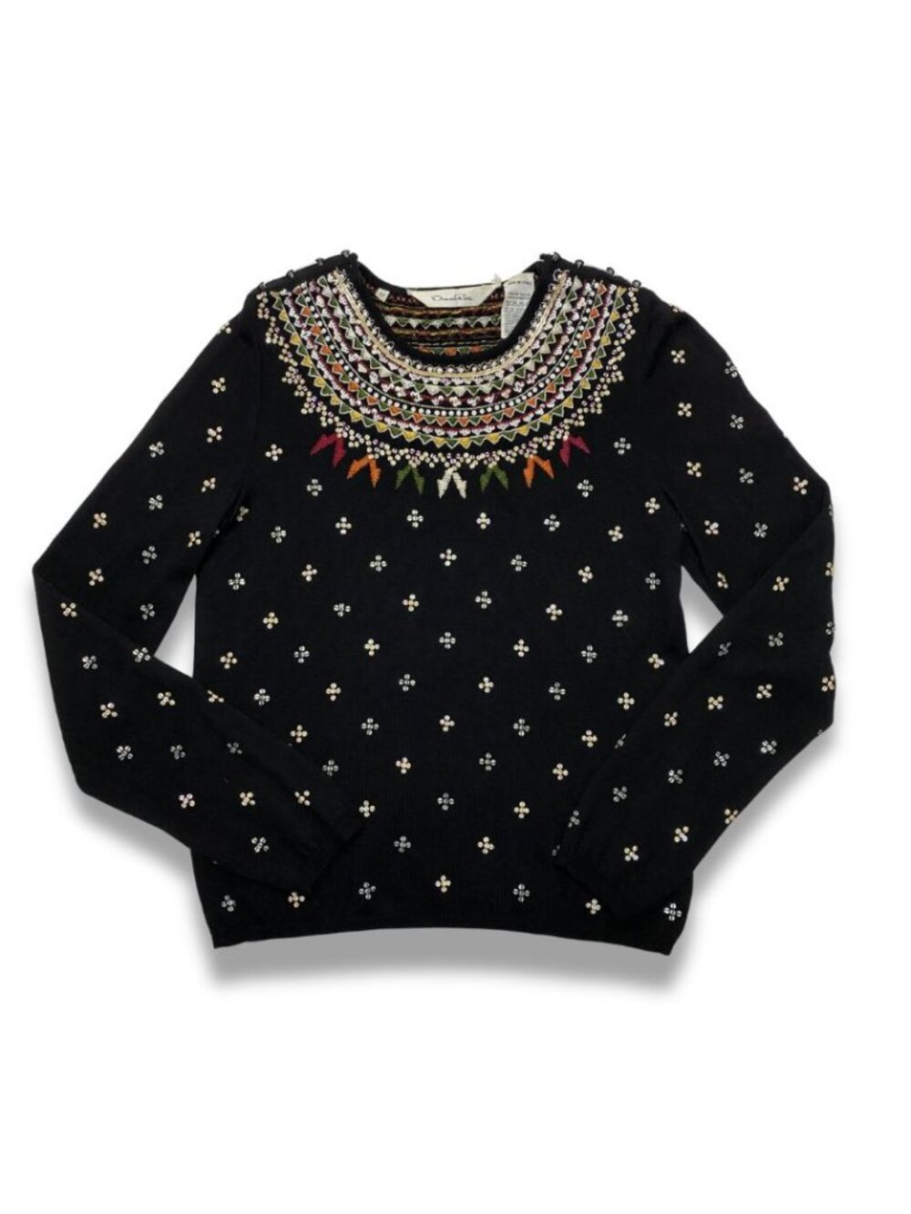 Oscar de la Renta Embellished Black Vintage Sweater Size M